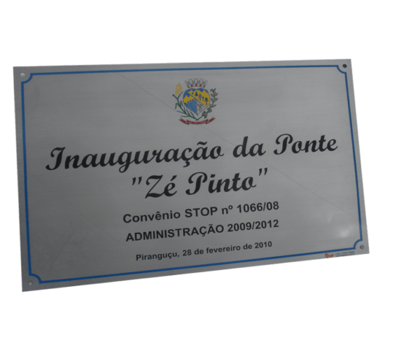 placa inaugural, placa comemorativa, placa metal