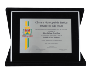 Placa de Honra ao Mérito com caixa de veludo- M03